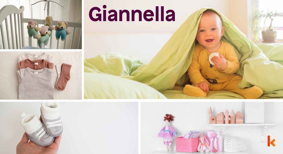 Baby Name Giannella- cute baby, crib, clothes, accessories, booties.
