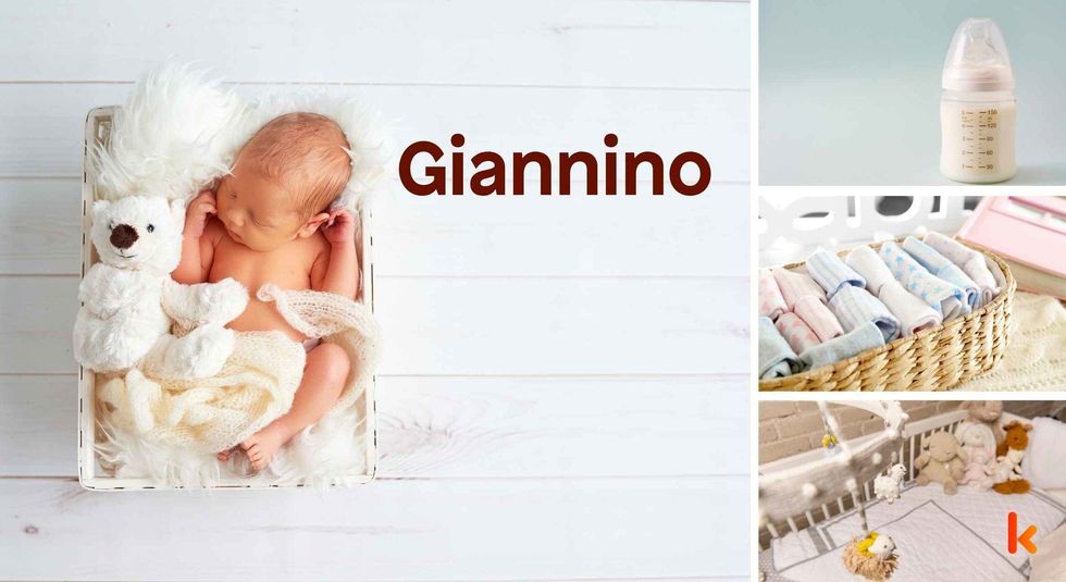Baby Name Giannino- cute baby, crib, sipper, clothes.