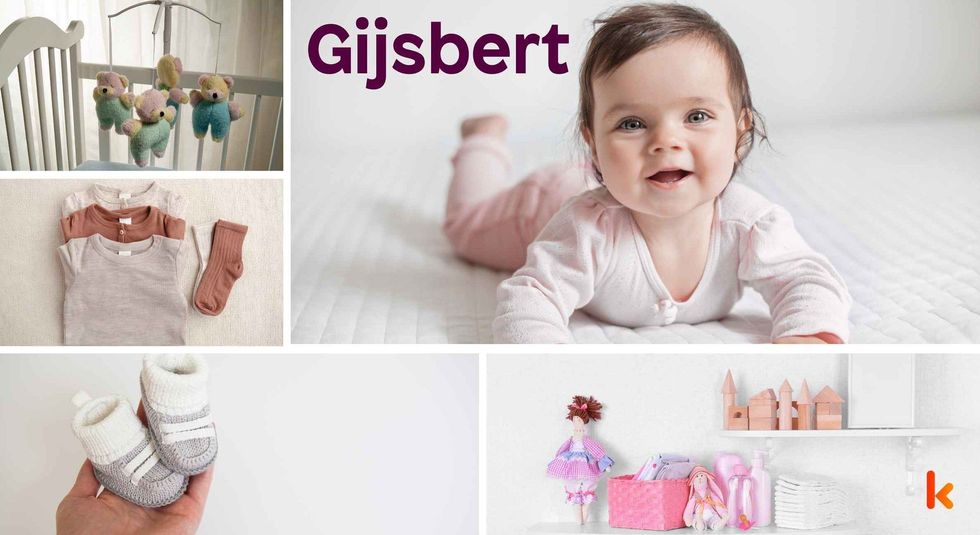 Baby Name Gijsbert- cute baby, crib, clothes, accessories, booties