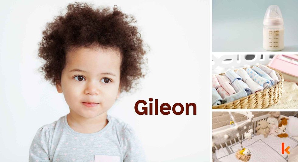 Baby Name Gileon- cute baby, crib, sipper, clothes.