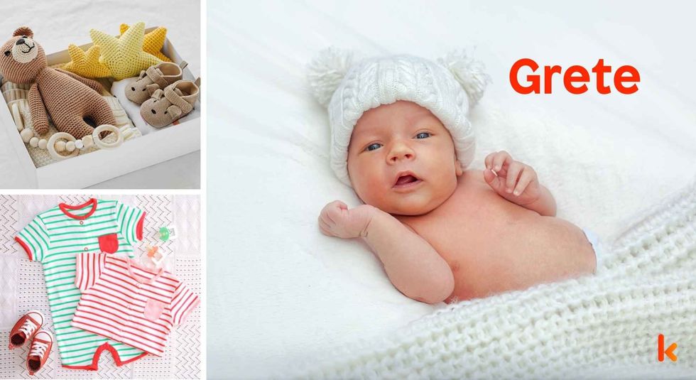 Baby Name Grete - cute baby, dress, shoes and toys.