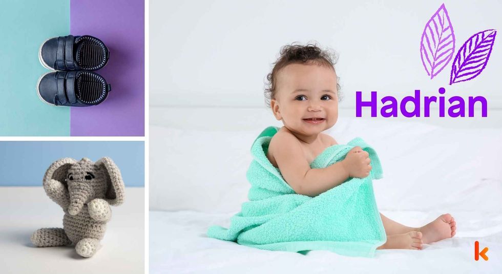 Baby Name Hadrian - cute baby, shoes and toys.