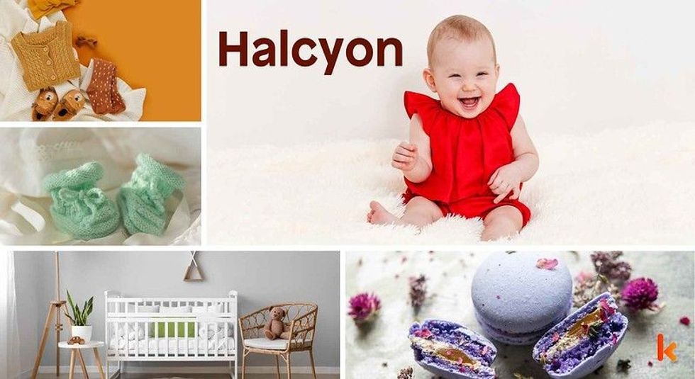Baby Name Halcyon - cute baby, flowers, dress, shoes and toys.