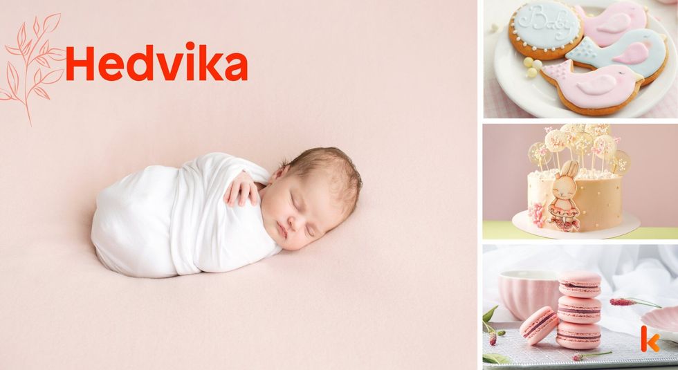 Baby name hedvika - pink macarons, yellow cake & cookie cream