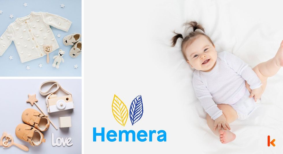 Baby name hemera - baby toys, camera, booties & top