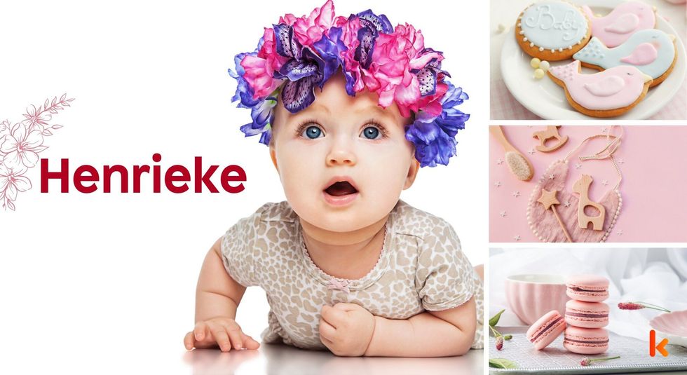 Baby name henrieke - pink macaroons, baby teethers & cookies with cream