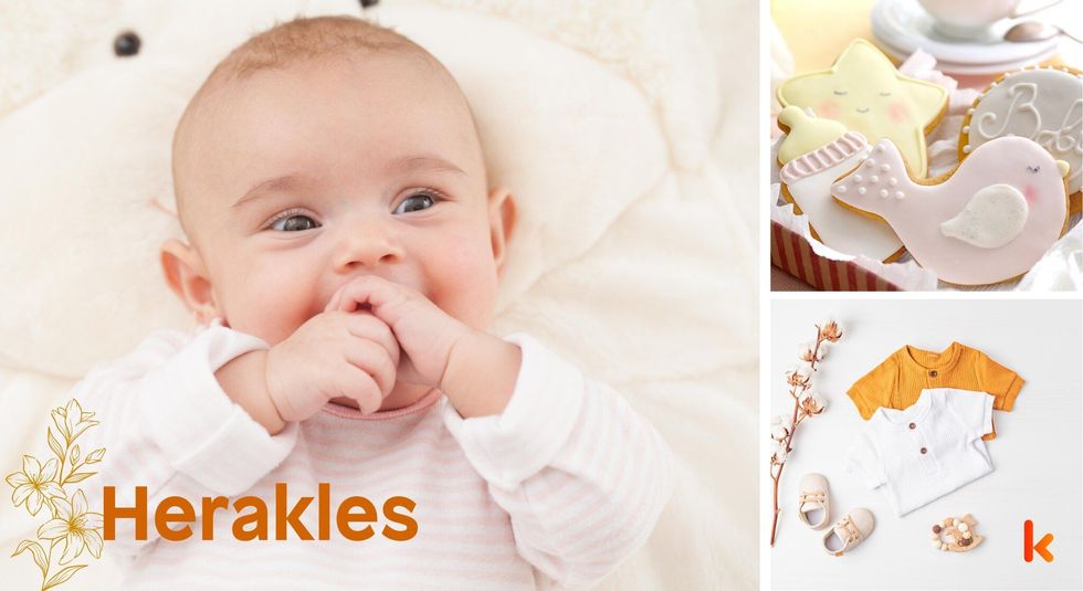 Baby name herakles - cookie cream, baby shirt & booties