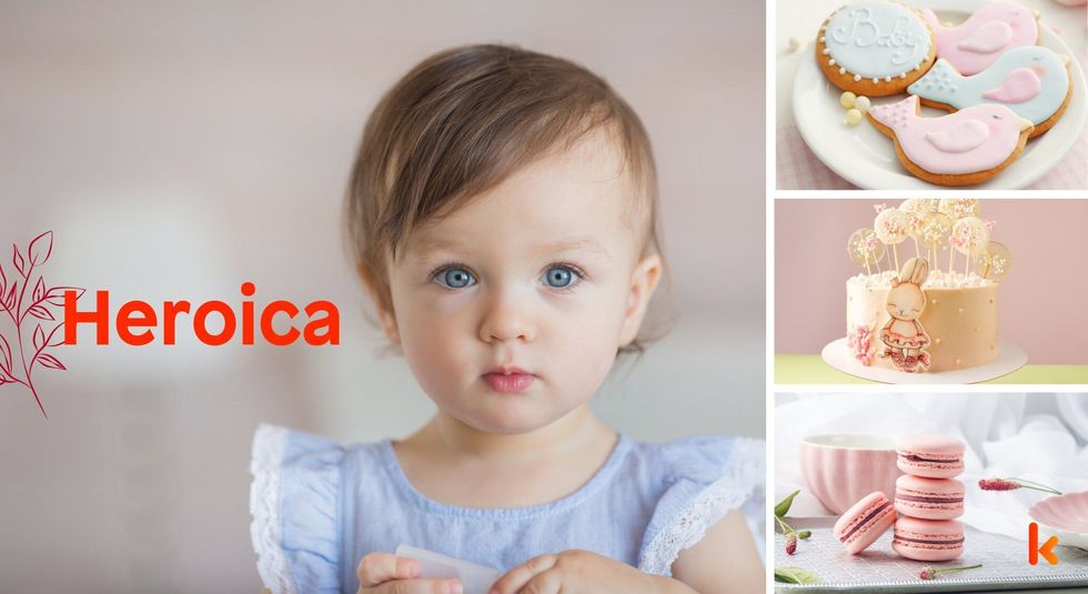 Baby name heroica - pink macarons, yellow cake & cookie cream