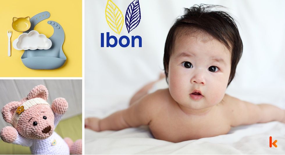 Baby name ibon - teddy bear soft toy & baby napkin
