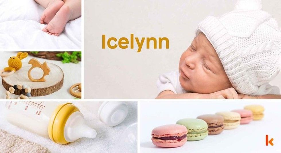 Baby Name Icelynn - cute baby, baby foot, teether, feeding bottle.