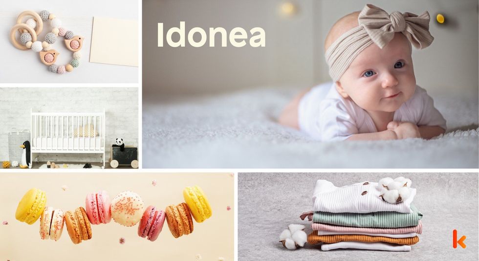 Baby name idonea - cute baby, macarons, clothes, toy, teether, crib