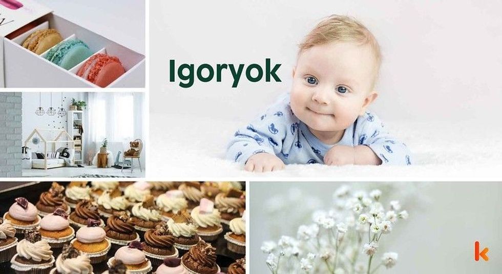 Baby name Igoryok - cute baby, macarons, baby room, cupcake & flowers