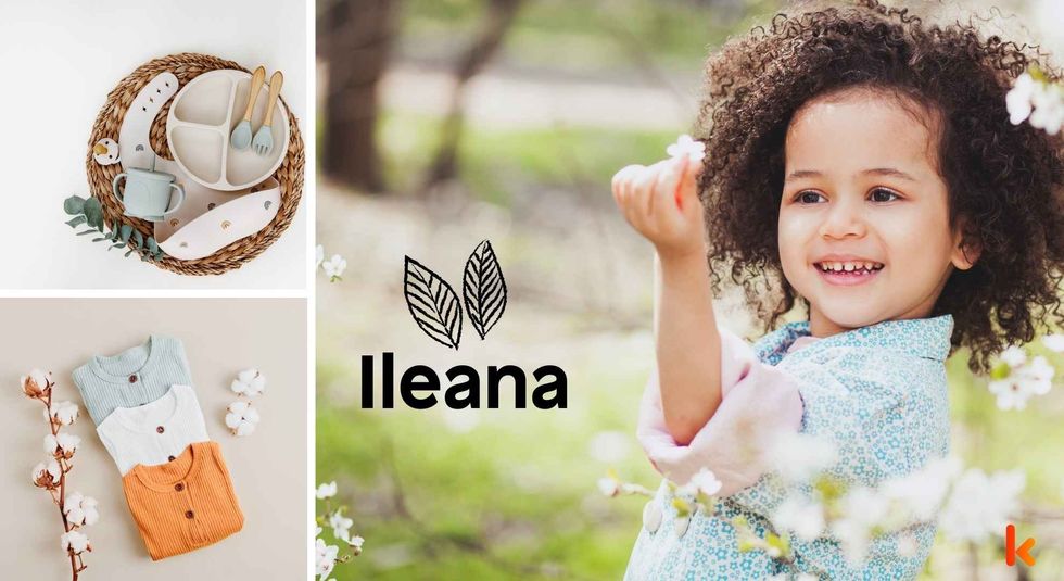 Baby name Ileana- cute baby, clothes, plate & spoons