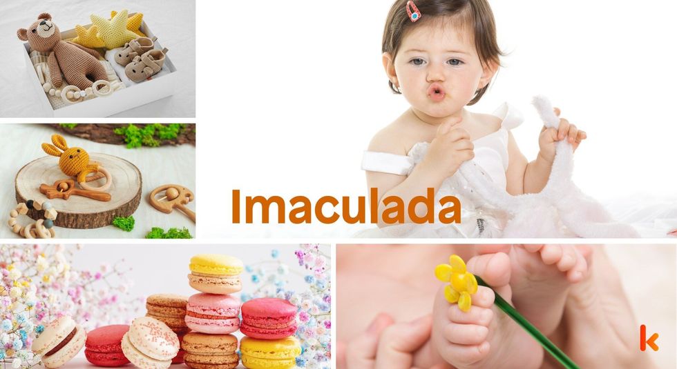 Baby name imaculada - macaroons, baby feet & knitted soft toys