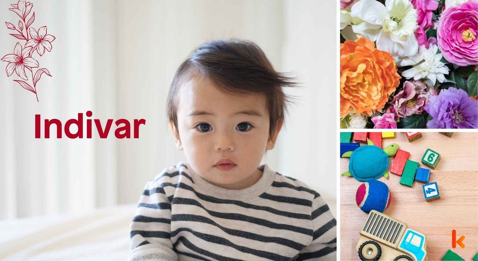 Baby name Indivar - cute baby, toys, flowers 