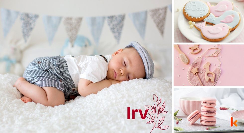 Baby name irlinda - pink macarons, baby bath essentials & cookies with cream