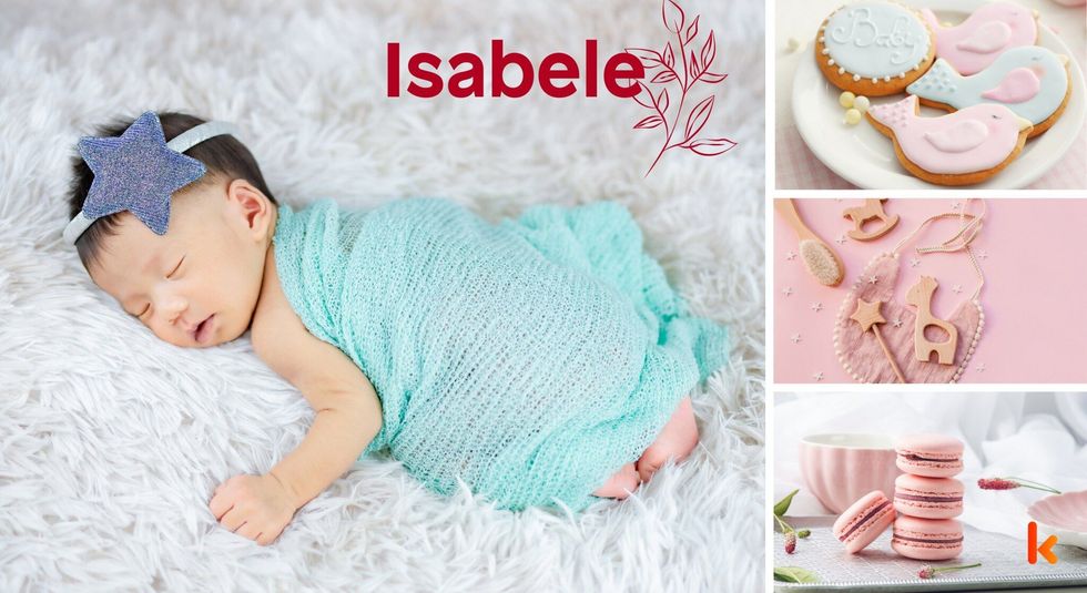 Baby name isabele - pink macarons, baby essentials & cookies with cream