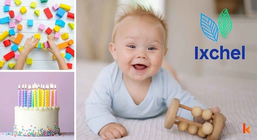 Baby name Ixchel - cute baby, cute color toys & baby cakes.