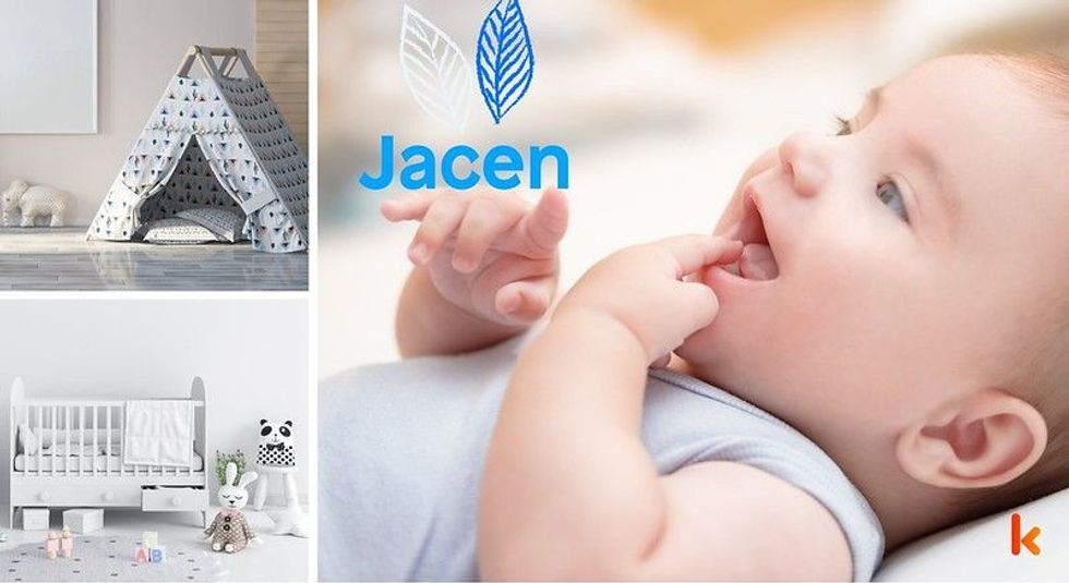 Baby name jacen - blue tent & baby cradle