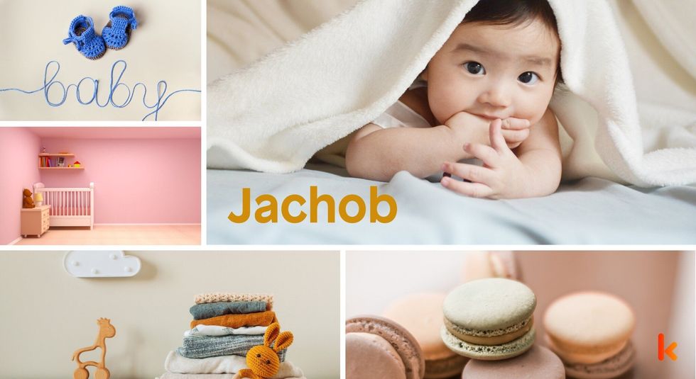 Baby name Jachob - cute baby, baby booties, room, clothes & macarons.