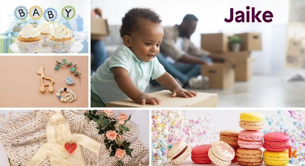 Baby name Jaike - cute baby, cupcake, teether, clothes & macarons