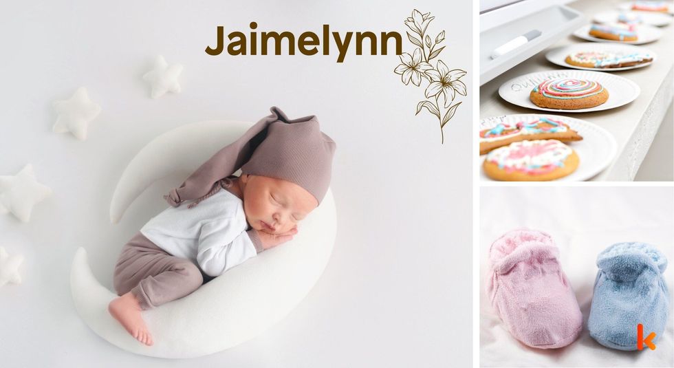 Baby name Jaimelynn - cute baby, cookies & booties