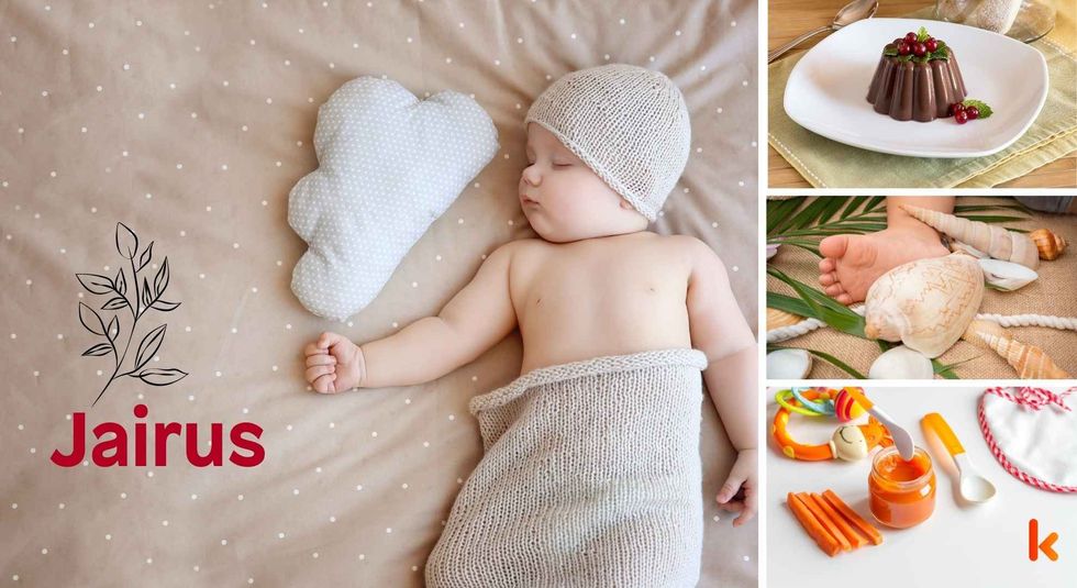 Baby name Jairus - sleeping baby, carrot jam, feet, dessert
