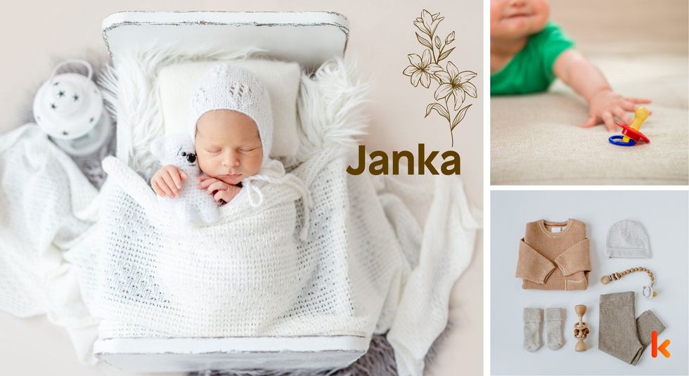 Baby name Janka - cute baby, pacifier & clothes