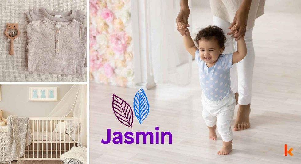 Baby name Jasmin - cute baby, clothes, crib, accessories and toys.