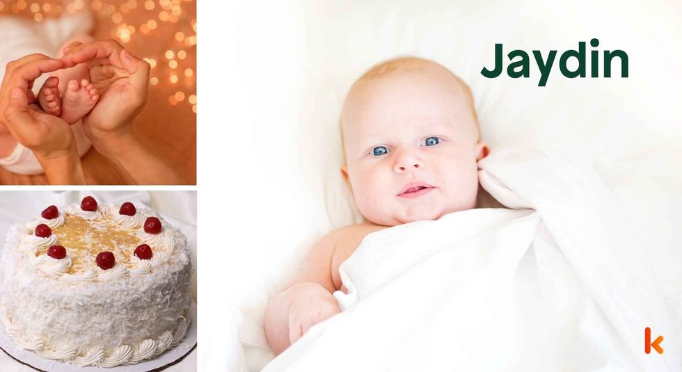 Baby name Jaydin - cute baby, cake and feet