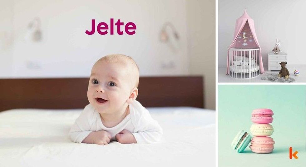 Baby name Jelte - cute baby, crib, macarons