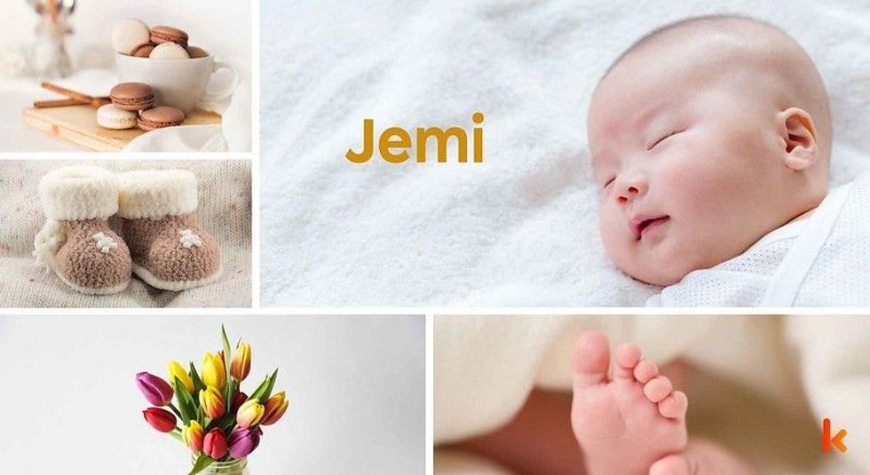 Baby Name Jemi - cute baby, baby foot, flower, booties.
