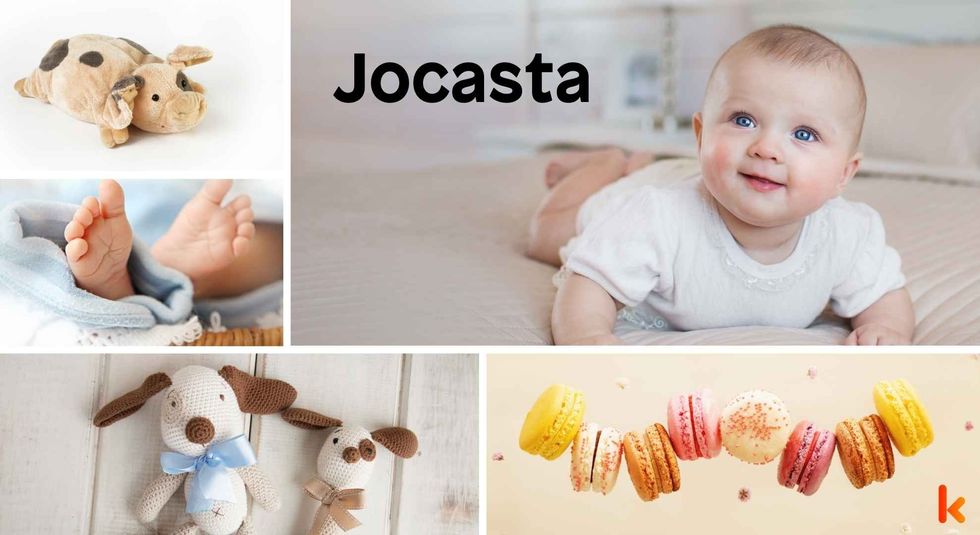 Baby name Jocasta - cute baby, macarons, toys, feet