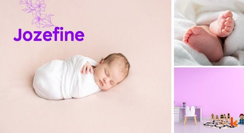 Baby Name Jozefine - cute baby, baby foot in blanket, baby room.