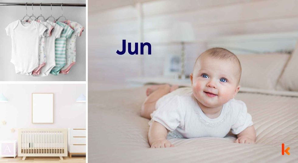 Baby name Jun - cute baby, clothes, crib, accessories and toys.