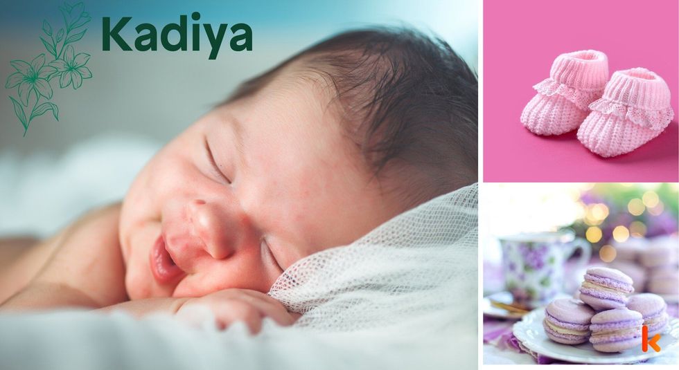 Baby Name Kadiya - cute baby, shoes, macarons and toys.