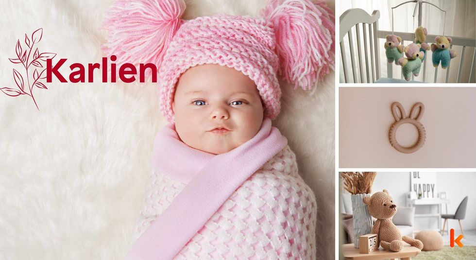 Baby name Karlien - cute baby, baby crib, toys & teether.