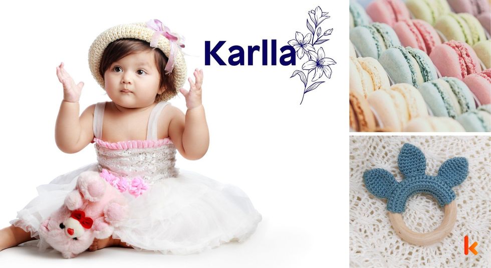 Baby name Karlla - cute baby, macarons & teether.