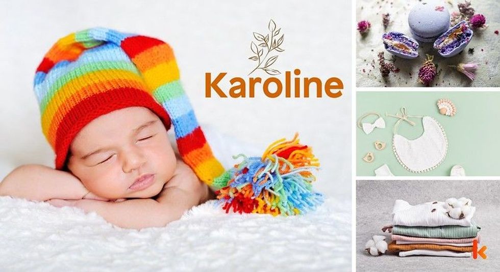 Baby name karoline - Cute baby, macarons, teether, baby booties, clothes