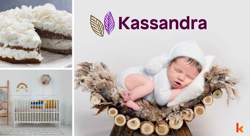 Baby name Kassandra - sleeping baby, crib, cake