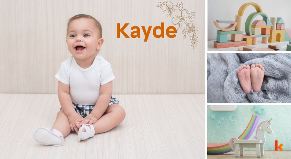 Baby name kayde - toys, baby feet & unicorn.