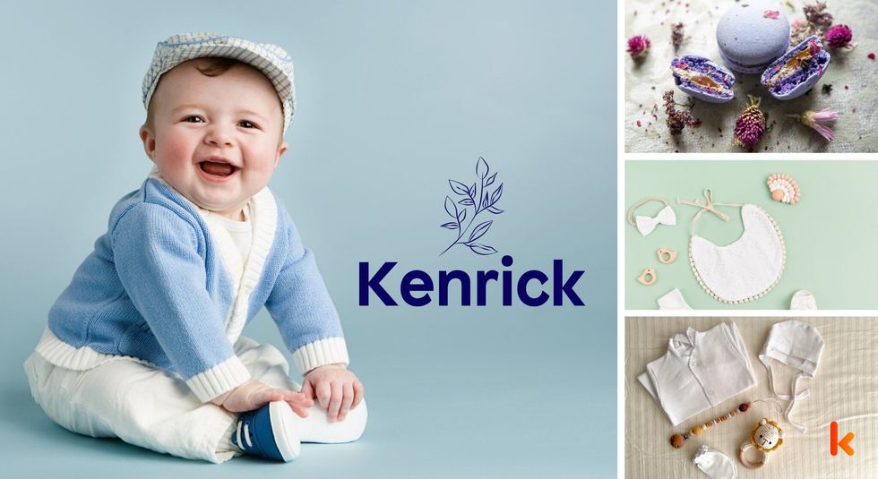 Baby name Kenrick - Cute baby, macarons, toy, teether, clothes