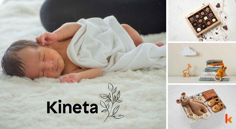 Baby name Kineta- sleeping baby, chocolates, clothes, toys
