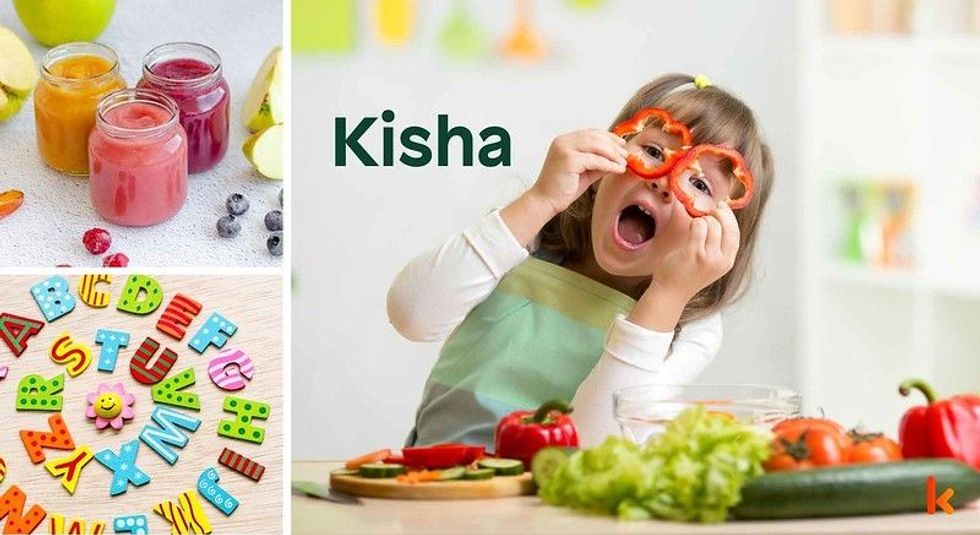 Baby name Kisha - Cute girl, vegetables, fruit juices.