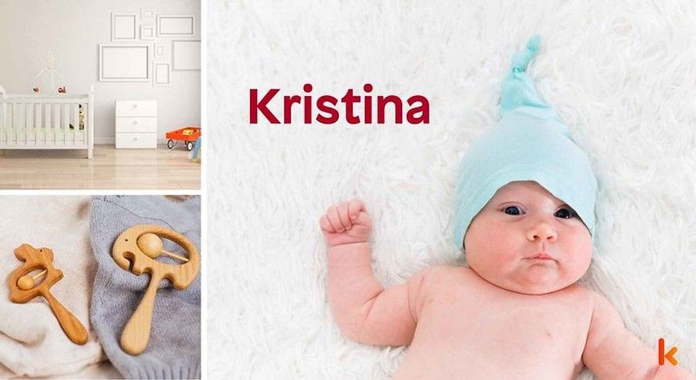 Baby name Kristina - Cute baby, toys, clothes, cradle.