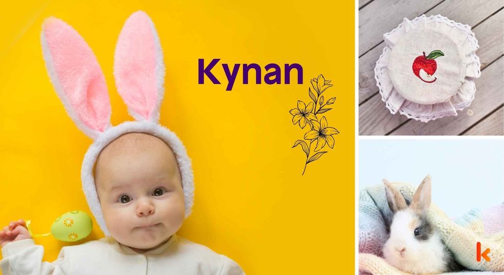 Baby name Kynan - cute baby, cake, bunny