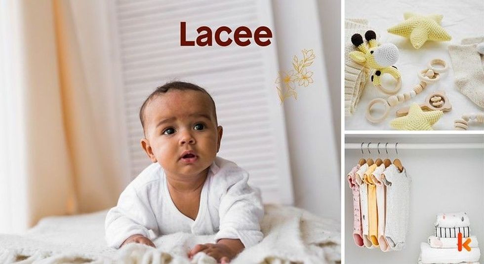 Baby Name Lacee - cute baby, flower, shoes and toys