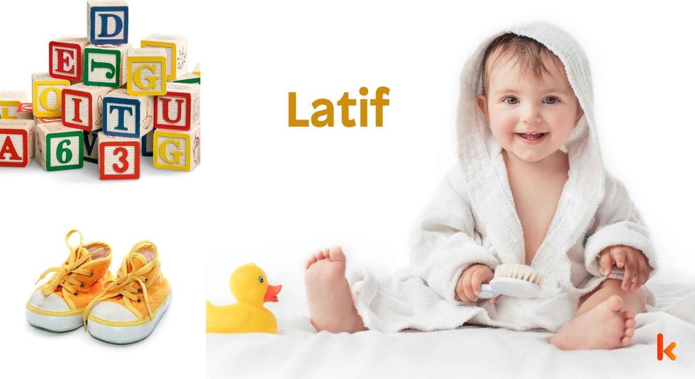 Baby Name Latif - cute baby, shoes and toys.