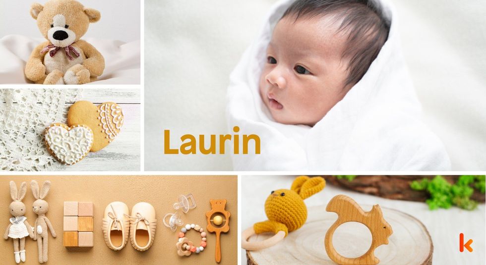 Baby name laurin - brown toys, cookies, teddy.