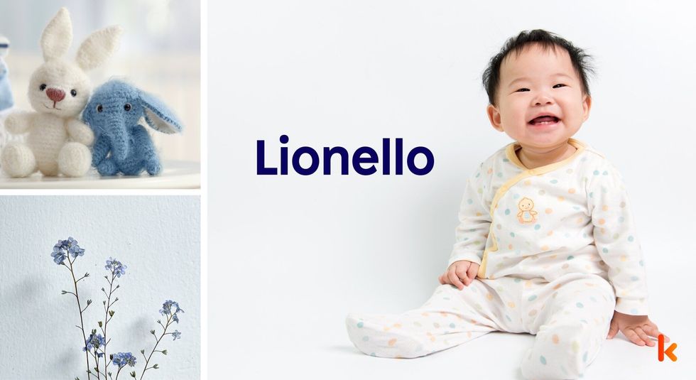 Baby Name Lionello - cute baby, knitted toys.